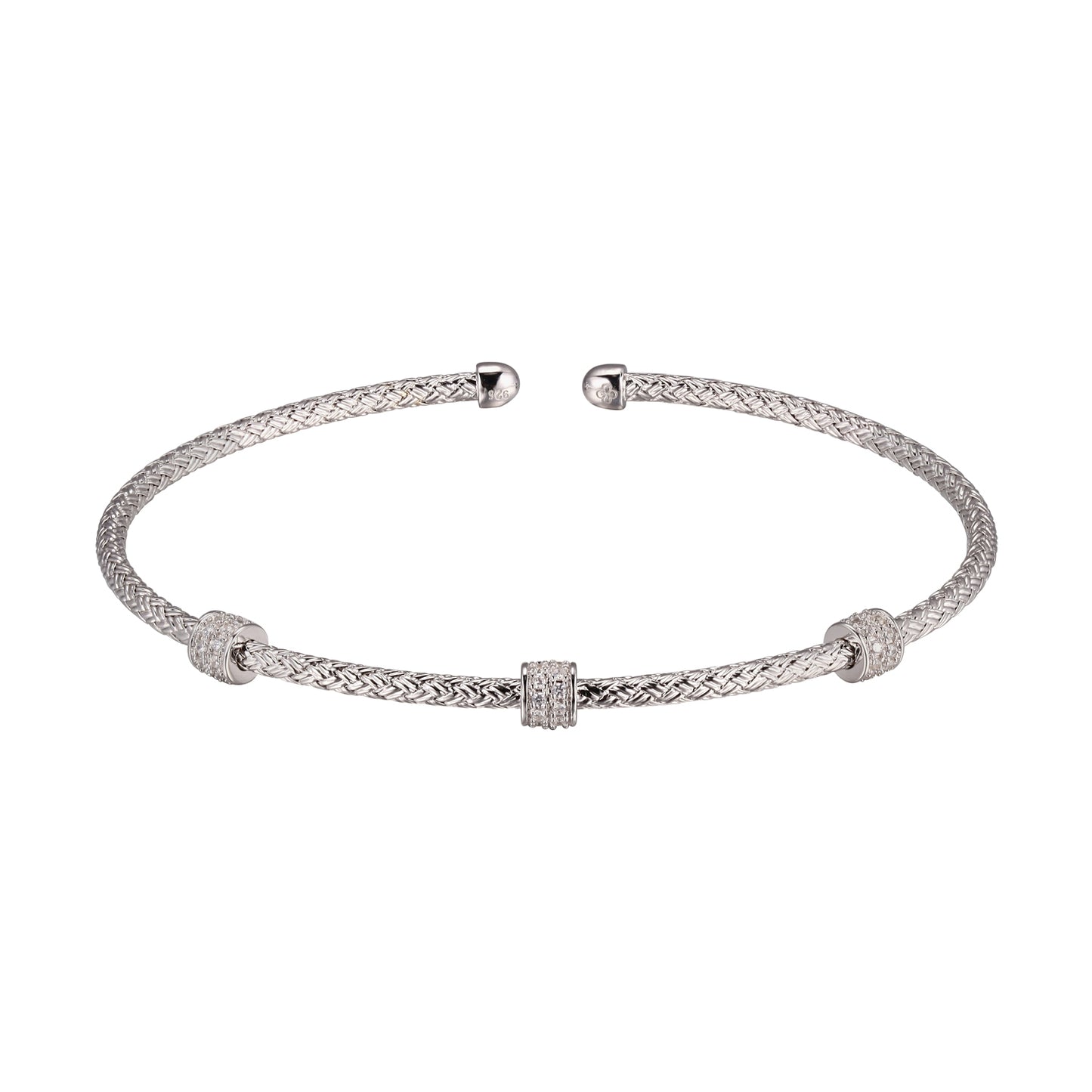 Brazalete Rígido de Malla en Plata con Circonias plateada