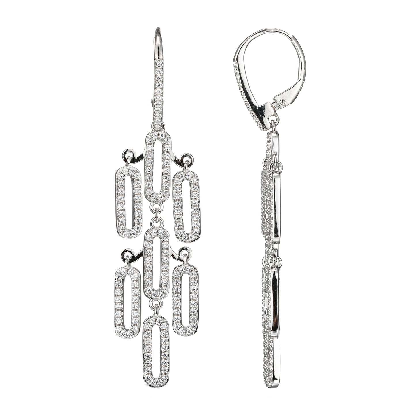 Aretes Colgantes de Plata con Circonias