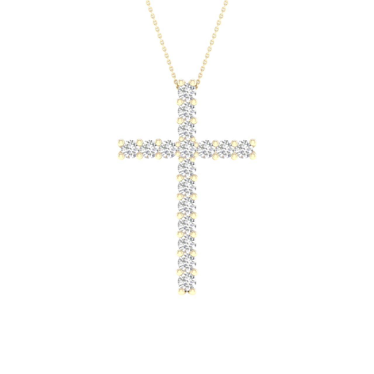 Dije cruz de oro con diamantes