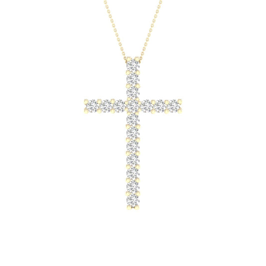 Dije cruz de oro con diamantes