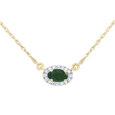 Collar de oro con esmeralda natural y diamantes