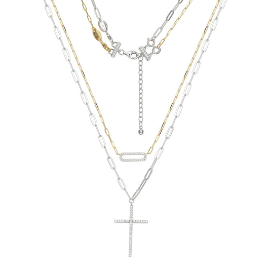 Collar de Plata en Dos Capas con Detalles en Circonias