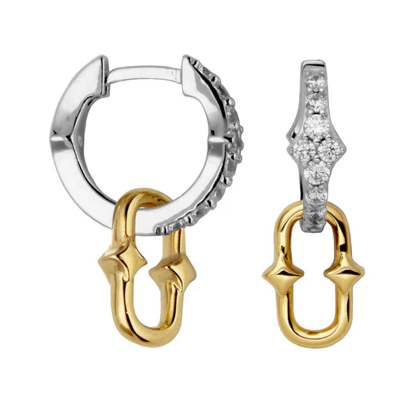 Aretes Colgantes de Plata con Diseño Actualizado de Paperclip y Circonias