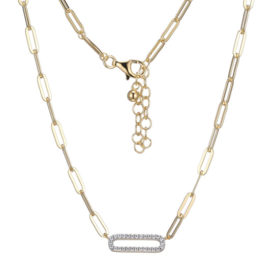 Collar de Plata con Cadena de Eslabones y Detalle de Circonias