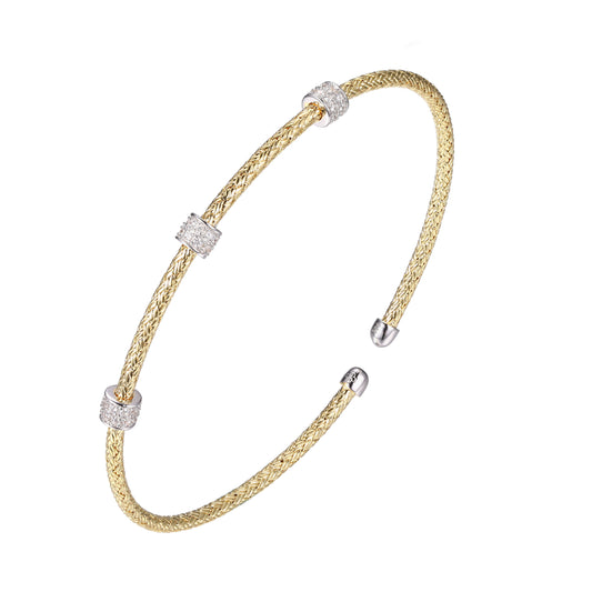 Brazalete Rígido de Malla en Plata con Circonias